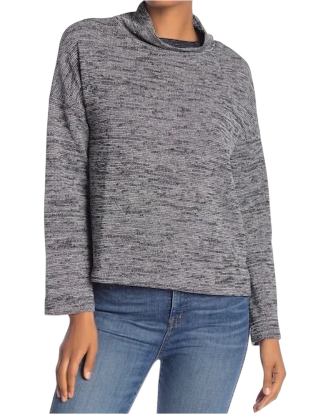 Madewell Cozy Grey Marled High Neck Pullover Sweater
